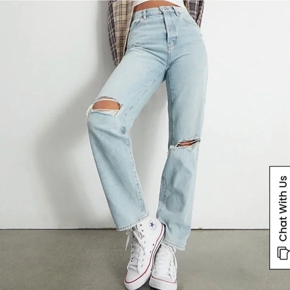 PacSun Eco Light Blue Distressed Dad Jeans - Picture 1 of 3